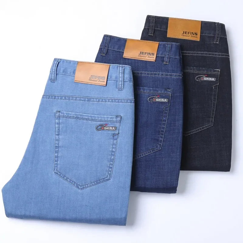VALORIA | Men’s premium lightweight stretch denim trousers for casual and smart casual outfits
