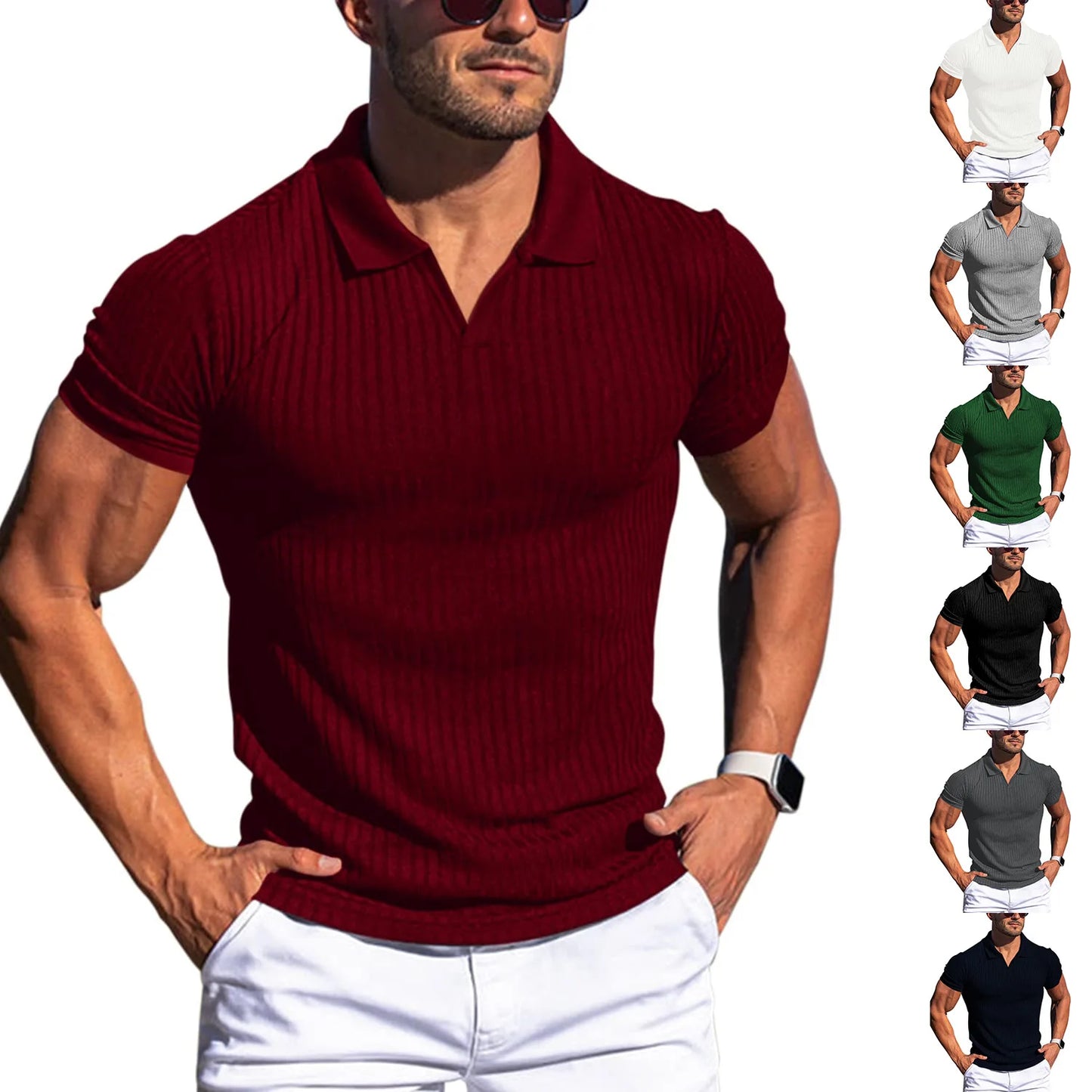 VALORIA | Men’s slim-fit knitted polo T-shirt
