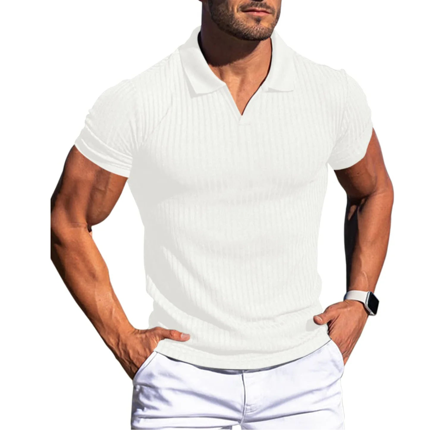 VALORIA | Men’s slim-fit knitted polo T-shirt designed for timeless comfort 