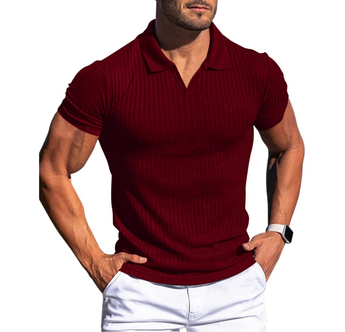 VALORIA | Men’s slim-fit knitted polo T-shirt designed for timeless comfort and refined style