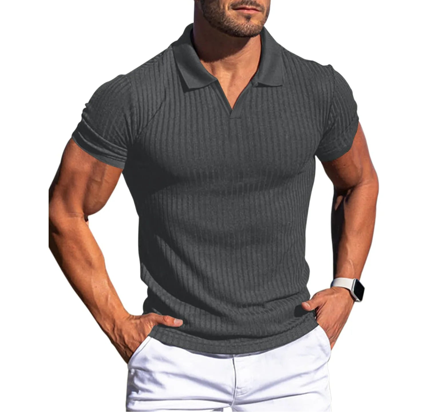VALORIA | Men’s slim-fit knitted polo T-shirt perfect for travel, work and social occasions