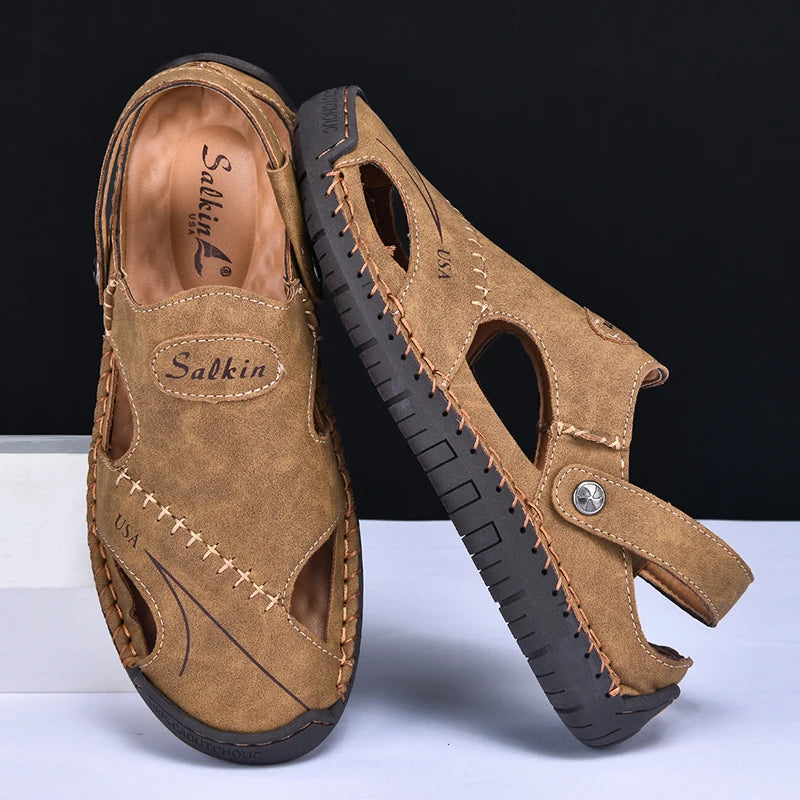 VALORIA | Men’s stylish breathable leather sandals elegant casual look
