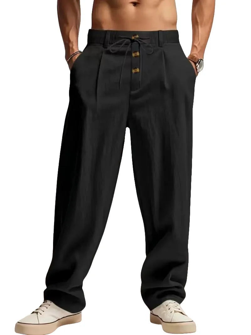 VALORIA | Men’s stylish cotton linen casual pants relaxed fit look