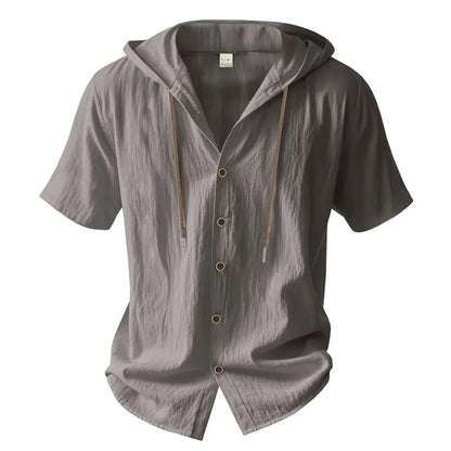VALORIA | Men’s stylish cotton linen hooded shirt with relaxed fit