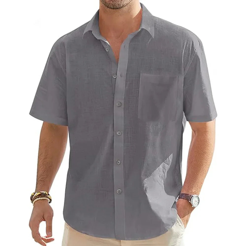 VALORIA | Men’s stylish cotton linen short sleeve shirt relaxed casual look
