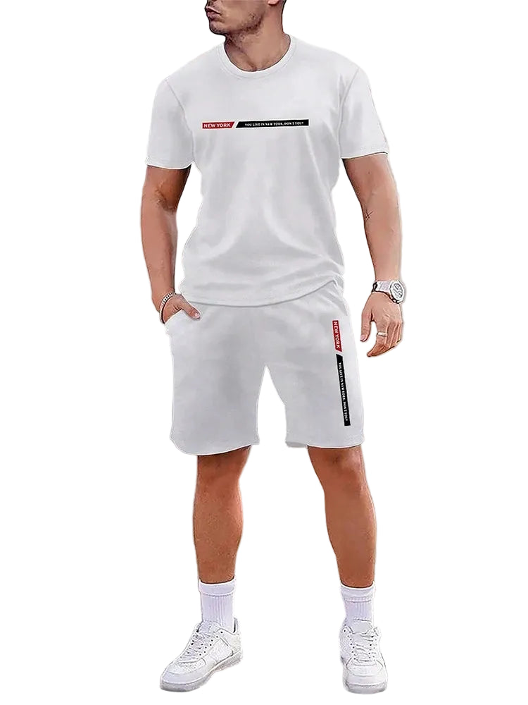 VALORIA | Men’s stylish crew neck T-shirt and shorts set relaxed everyday outfit