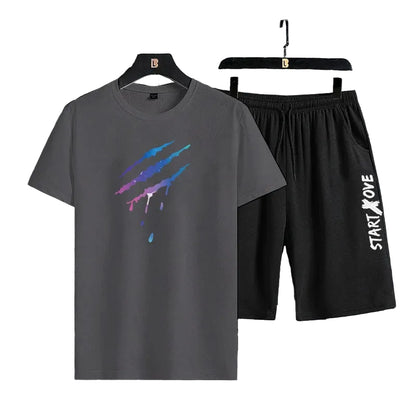 VALORIA | Men’s stylish lightweight T-shirt and shorts set relaxed casual outfit