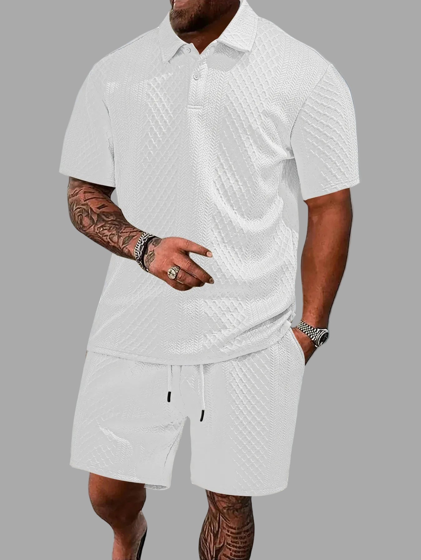 VALORIA | Men’s stylish polo shirt and shorts set coordinated casual outfit