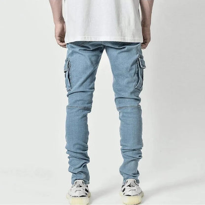 VALORIA | Men’s stylish slim-fit denim cargo jeans for casual streetwear