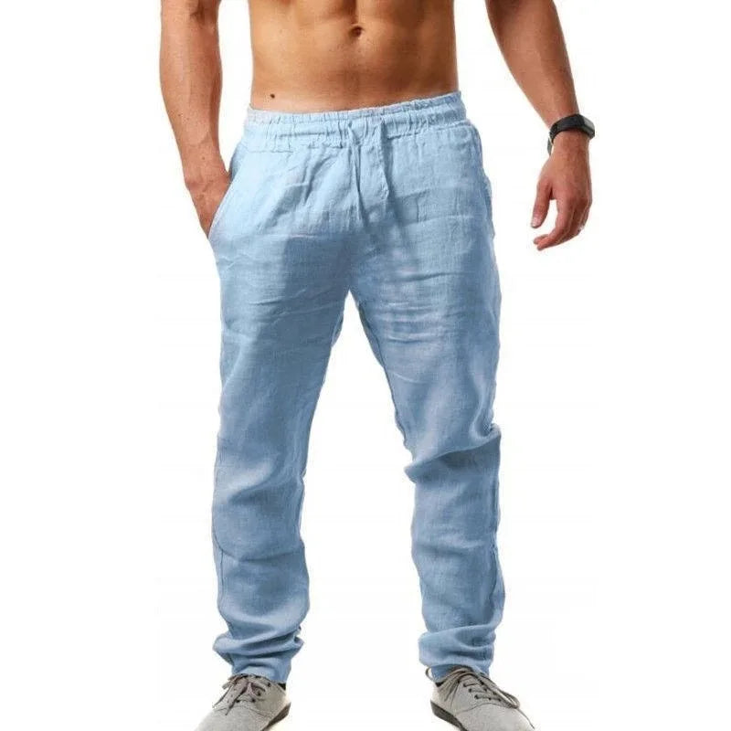 VALORIA | Men’s versatile cotton linen loose fit trousers casual and vacation wear