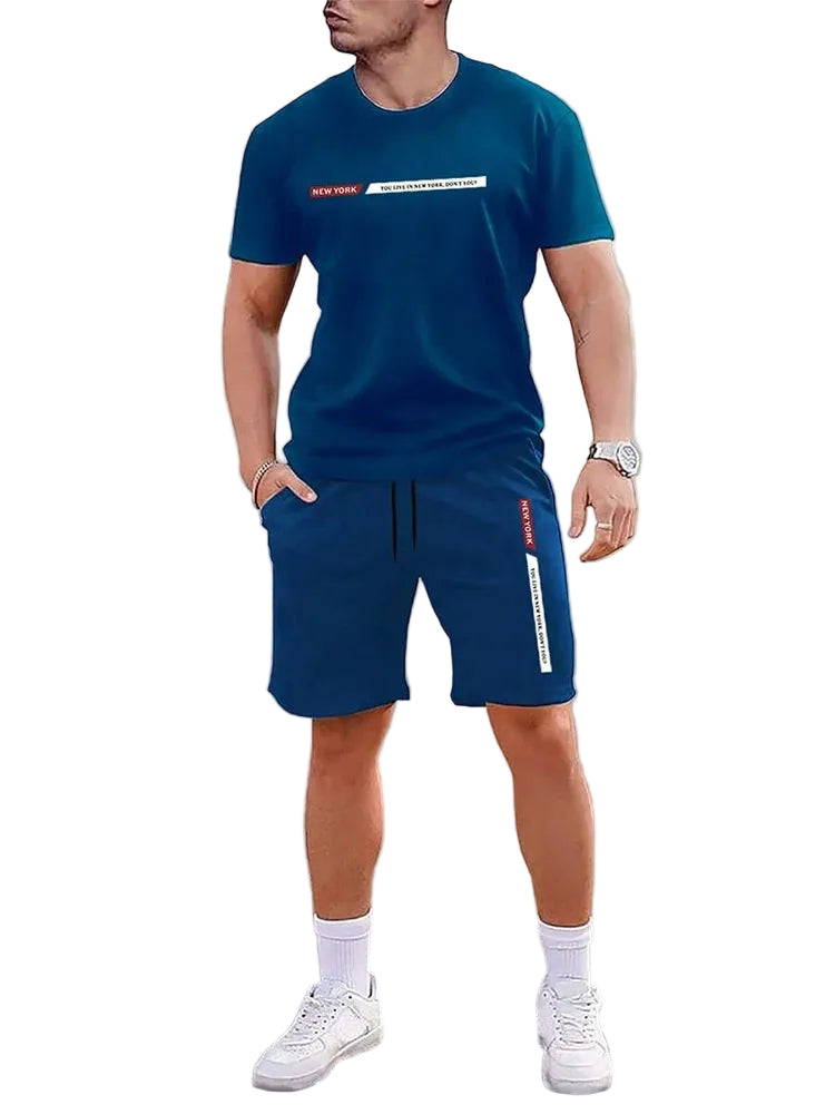 VALORIA | Men’s versatile crew neck T-shirt and shorts set weekend and vacation wear