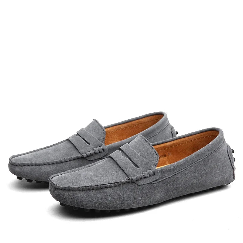 VALORIA | Men’s versatile leather suede loafers pairing perfectly with chinos, jeans and tailored trousers