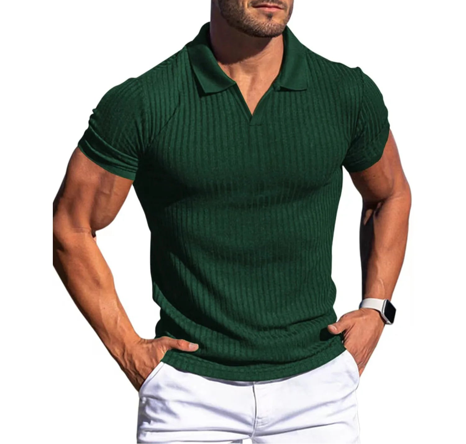 VALORIA | Men’s versatile slim-fit knitted polo T-shirt for business casual and everyday wear