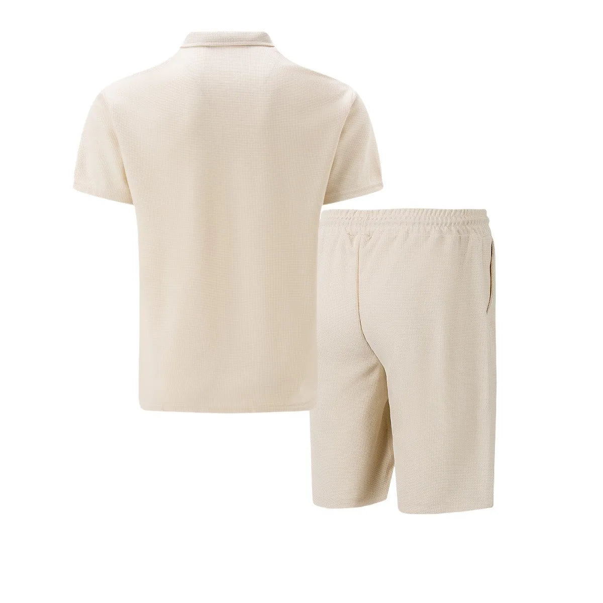 VALORIA | Men’s versatile waffle knit polo and shorts set vacation and leisure style
