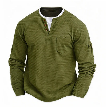 VALORIA | Men’s waffle Henley long sleeve shirt