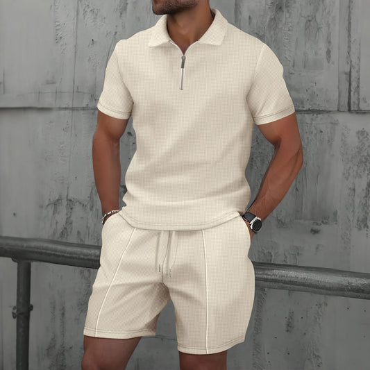 VALORIA | Men’s waffle knit polo and shorts set