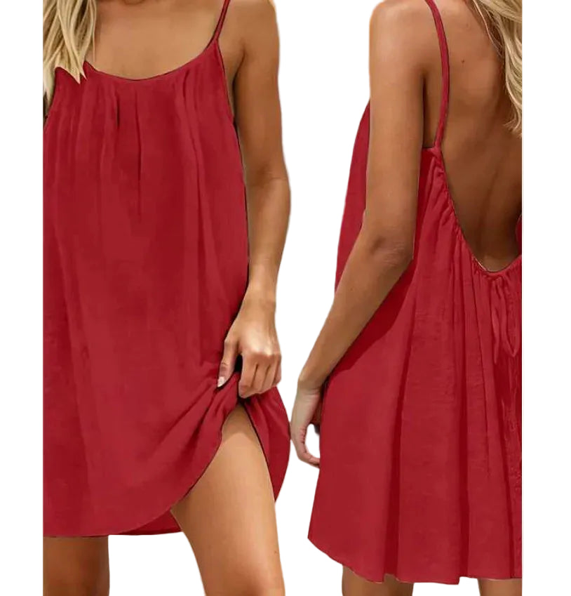 VALORIA | Women’s Backless Strappy Mini Dress breathable fabric for warm-weather comfort