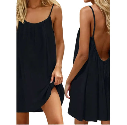 VALORIA | Women’s Backless Strappy Mini Dress elegant sleeveless design with open back detail