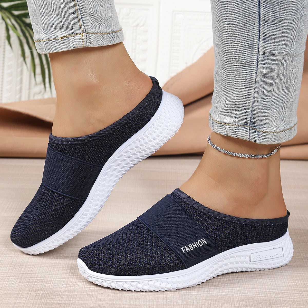 VALORIA | Women’s Breathable Mule Slippers breathable design with soft cushioned support
