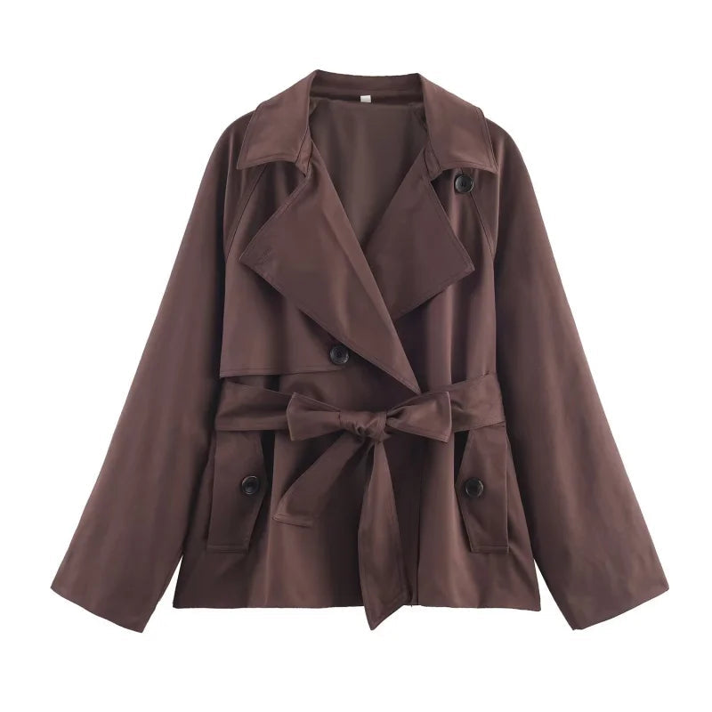 VALORIA | Women’s British Style Belted Trench Coat double breasted design