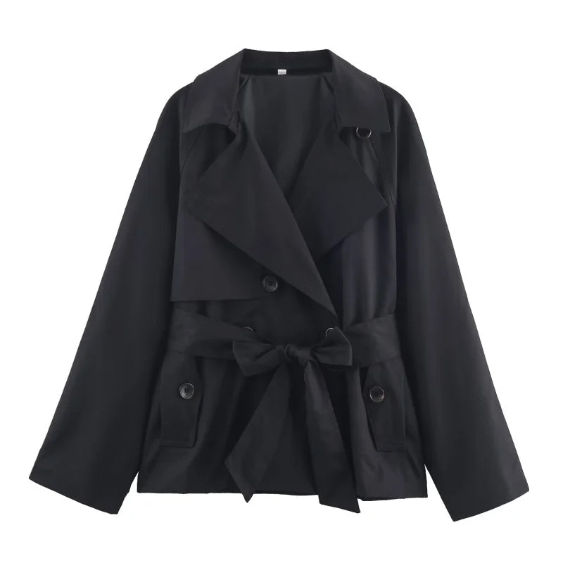 VALORIA | Women’s British Style Belted Trench Coat lapel collar