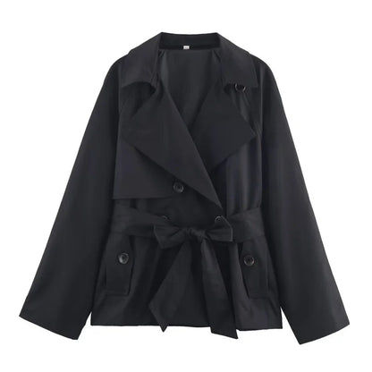 VALORIA | Women’s British Style Belted Trench Coat lapel collar