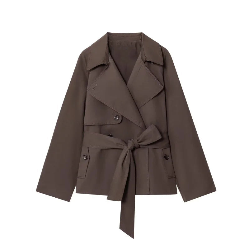 VALORIA | Women’s British Style Belted Trench Coat long sleeve design