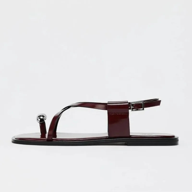VALORIA | Women’s Cross-Strap Buckle Flat Sandals elegant cross-strap design with modern appeal