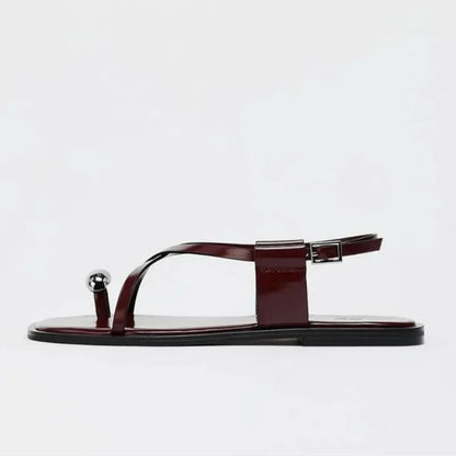 VALORIA | Women’s Cross-Strap Buckle Flat Sandals elegant cross-strap design with modern appeal