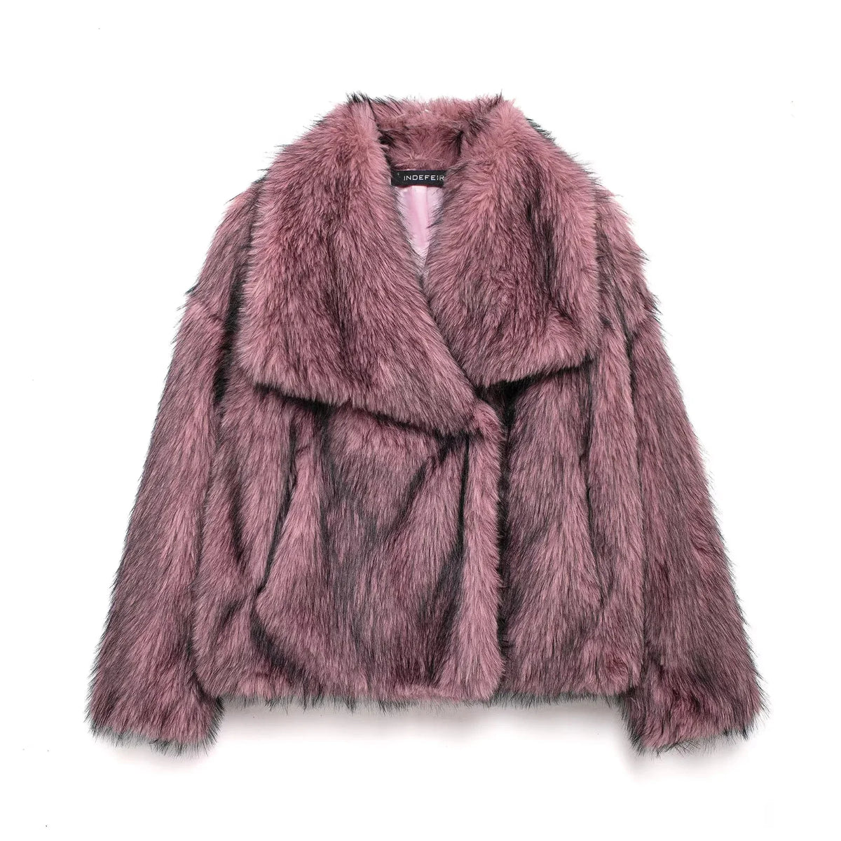 VALORIA | Women’s Faux Fur Coat front closure detail