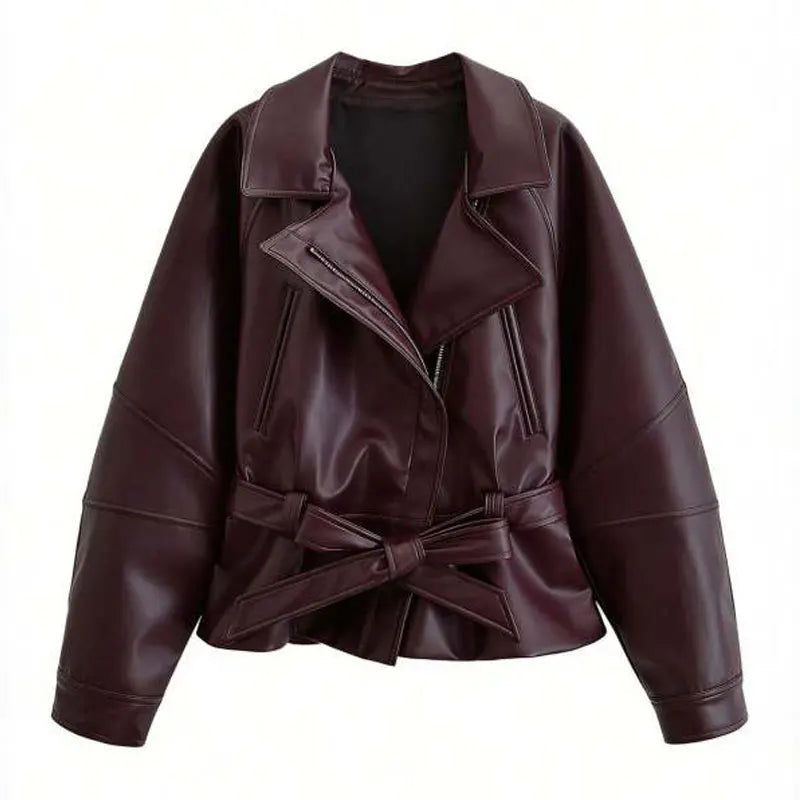 VALORIA | Women’s Faux Leather Trench Coat for Autumn and Winter