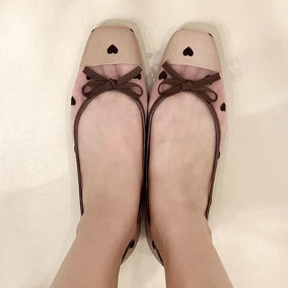 VALORIA | Women’s Heart Polka Dot Ballet Flats stylish flat shoes with heart and polka dot pattern