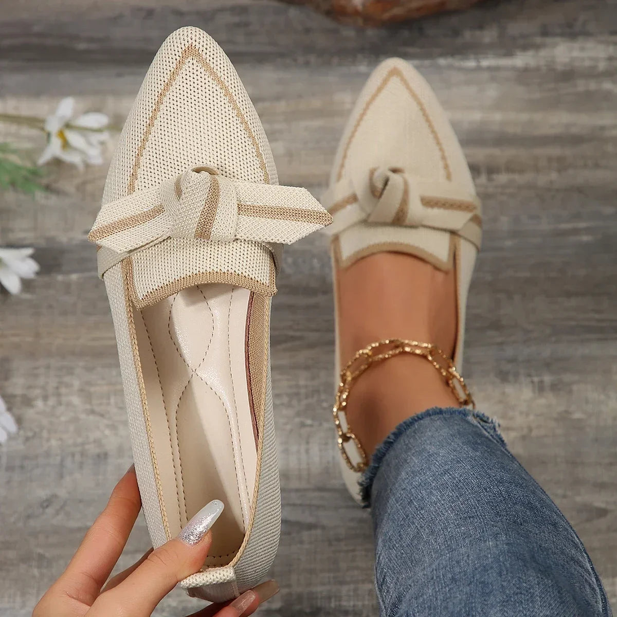 VALORIA | Women’s Knit Pointed-Toe Walking Loafers flexible and breathable loafers for active lifestyles