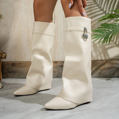 VALORIA | Women’s Over Knee Boots Wedge Sole Detail