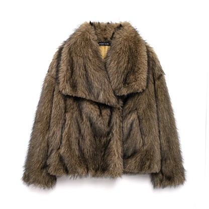 VALORIA | Women’s Oversized Faux Fur Coat long sleeve design