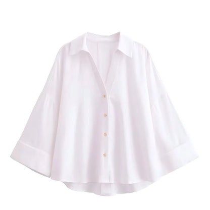 VALORIA | Women’s Oversized Wide Sleeve Shirt fashionable casual blouse for effortless style