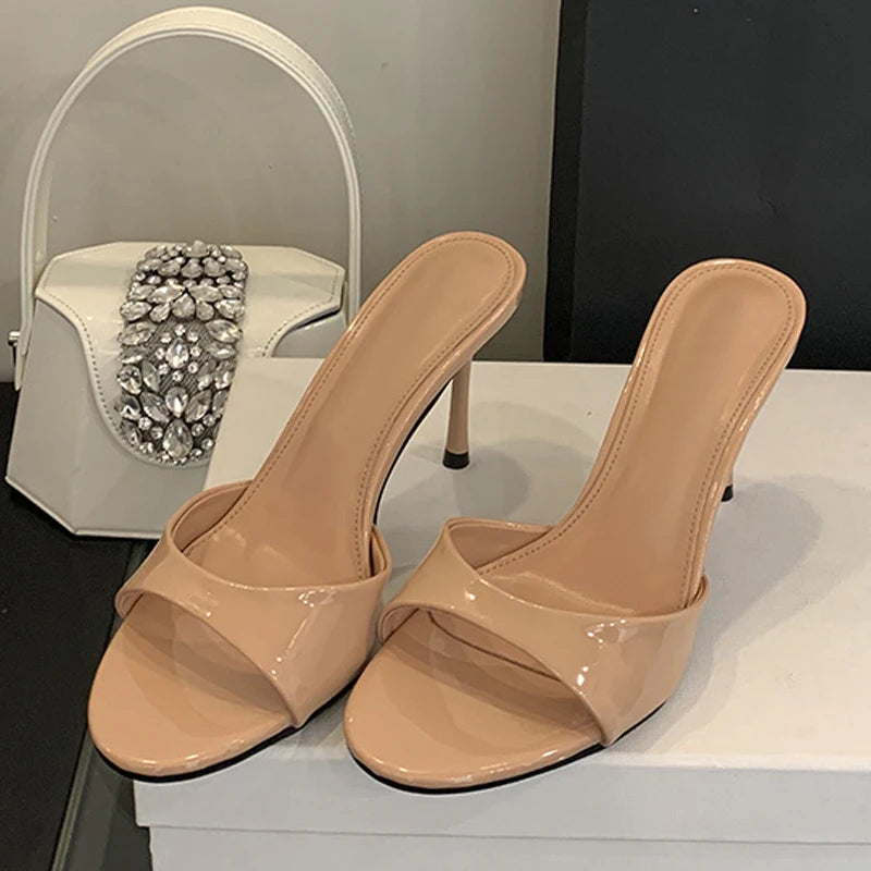 VALORIA | Women’s Patent Leather High Heel Mules chic women’s footwear with polished patent leather look