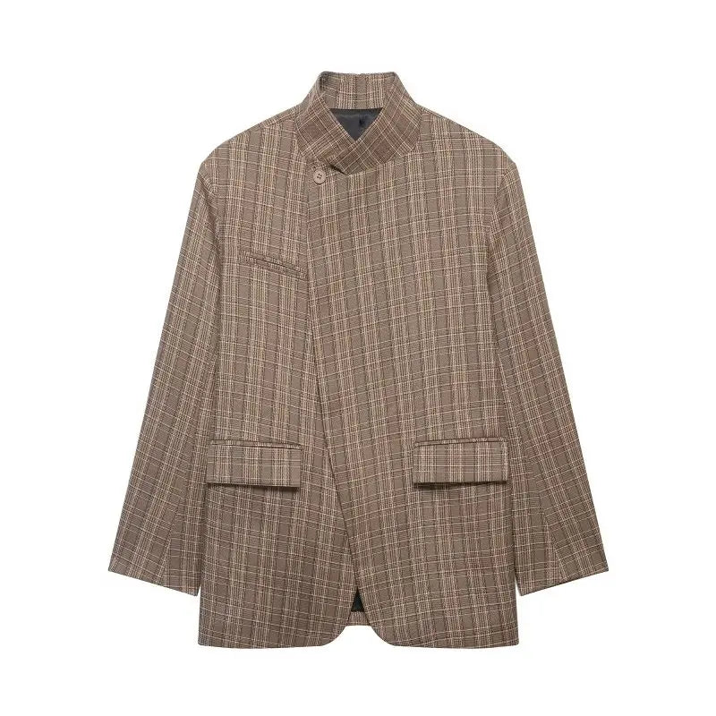 VALORIA | Women’s Plaid High Neck Jacket for Everyday Style