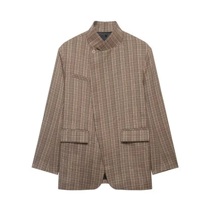 VALORIA | Women’s Plaid High Neck Jacket for Everyday Style