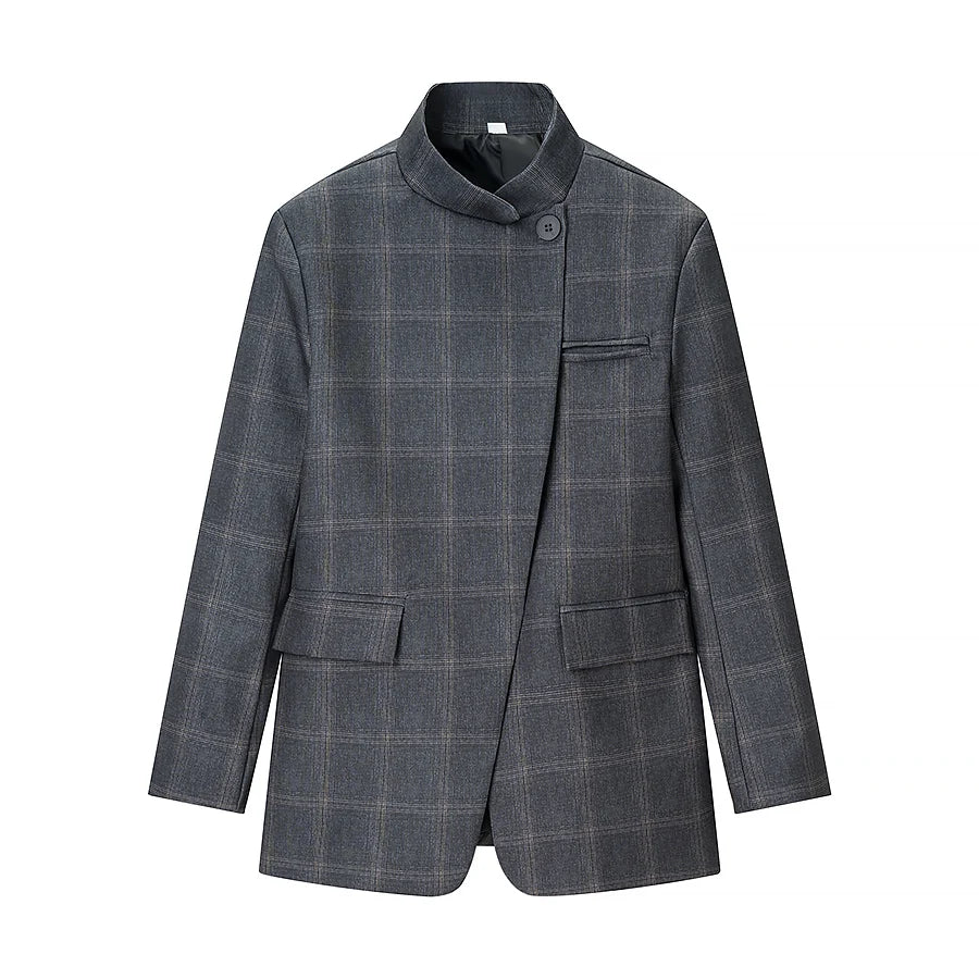 VALORIA | Women’s Plaid Jacket with Stand Collar