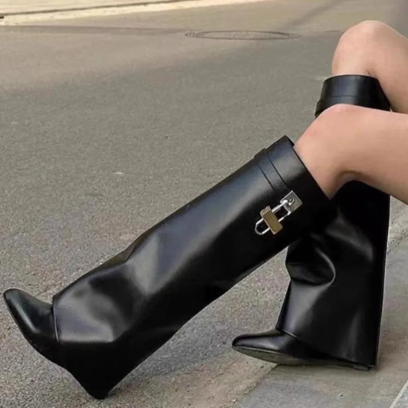 VALORIA | Women’s Plush Over Knee Wedge Boots