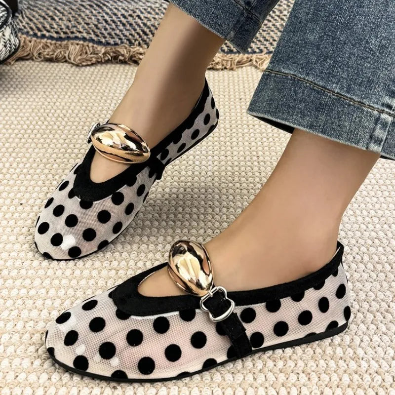 VALORIA | Women’s Polka Dot Ballet Flats classic ballet-inspired design with feminine elegance