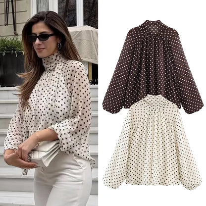 VALORIA | Women’s Polka Dot Slim Blouse