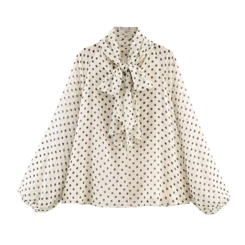 VALORIA | Women’s Polka Dot Slim Blouse classic polka dot print with modern feminine style