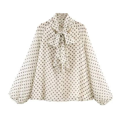 VALORIA | Women’s Polka Dot Slim Blouse classic polka dot print with modern feminine style