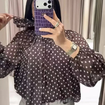 VALORIA | Women’s Polka Dot Slim Blouse lightweight blouse for work and everyday wear