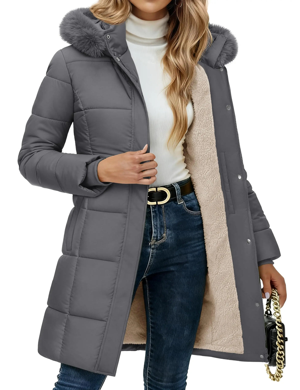 VALORIA | Women’s Sherpa Lined Winter Parka back view