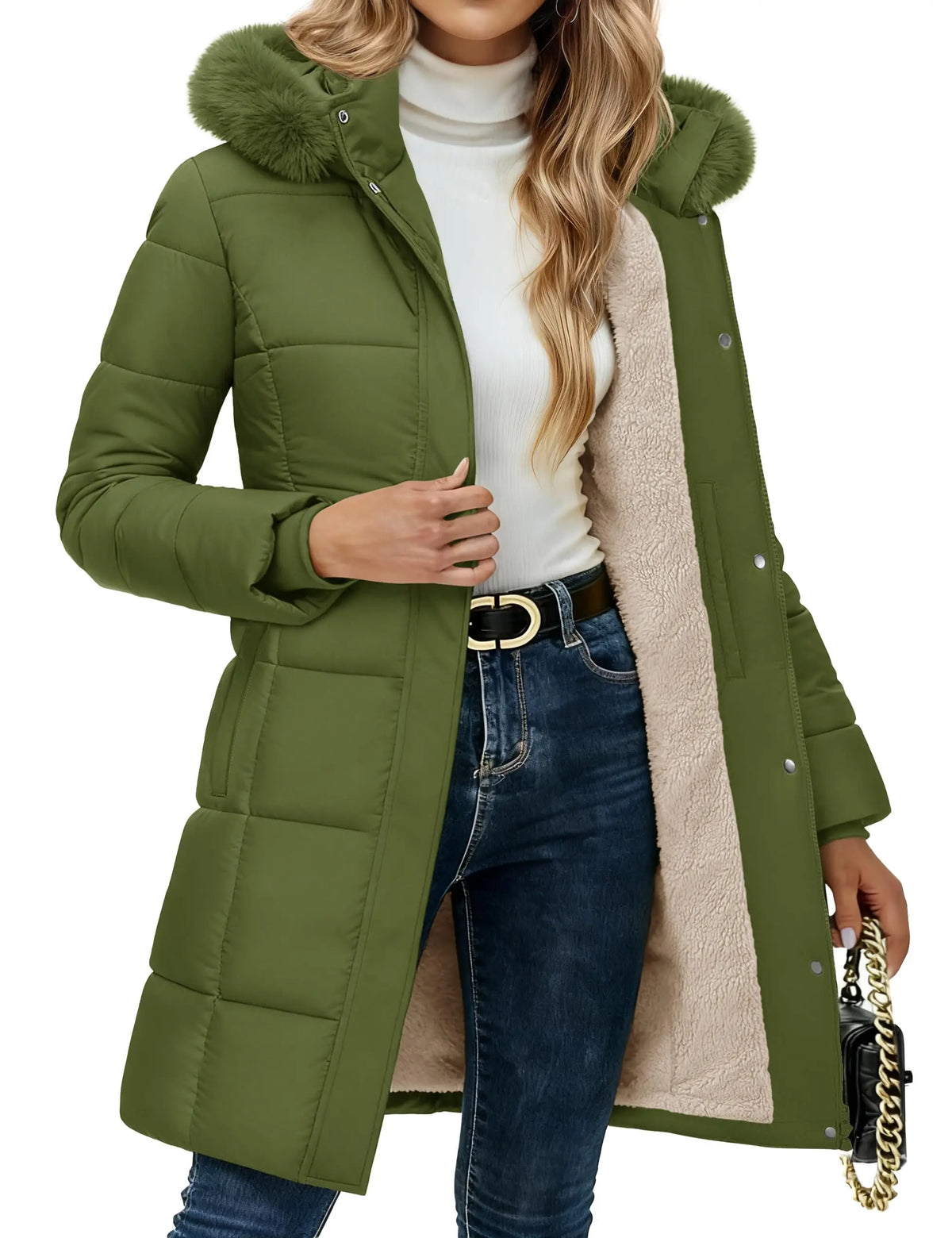 VALORIA | Women’s Sherpa Lined Winter Parka hood detail