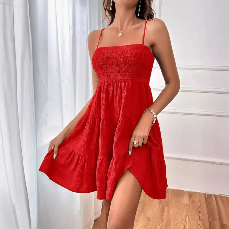 VALORIA | Women’s Smocked Bustier Mini Dress breathable fabric for warm-weather comfort