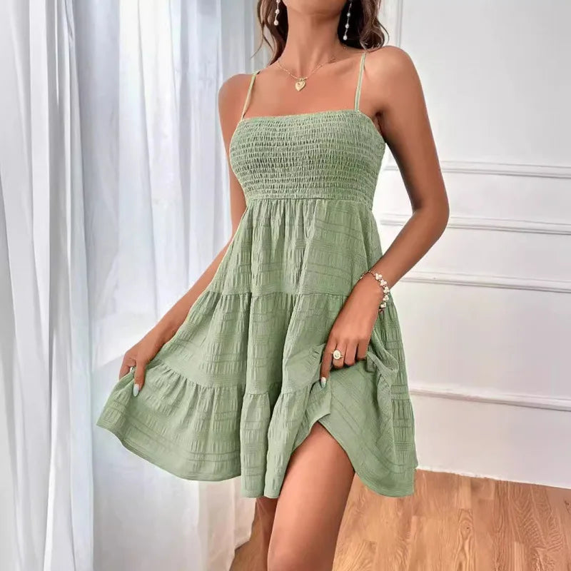 VALORIA | Women’s Smocked Bustier Mini Dress chic summer outfit for parties and weekend occasions